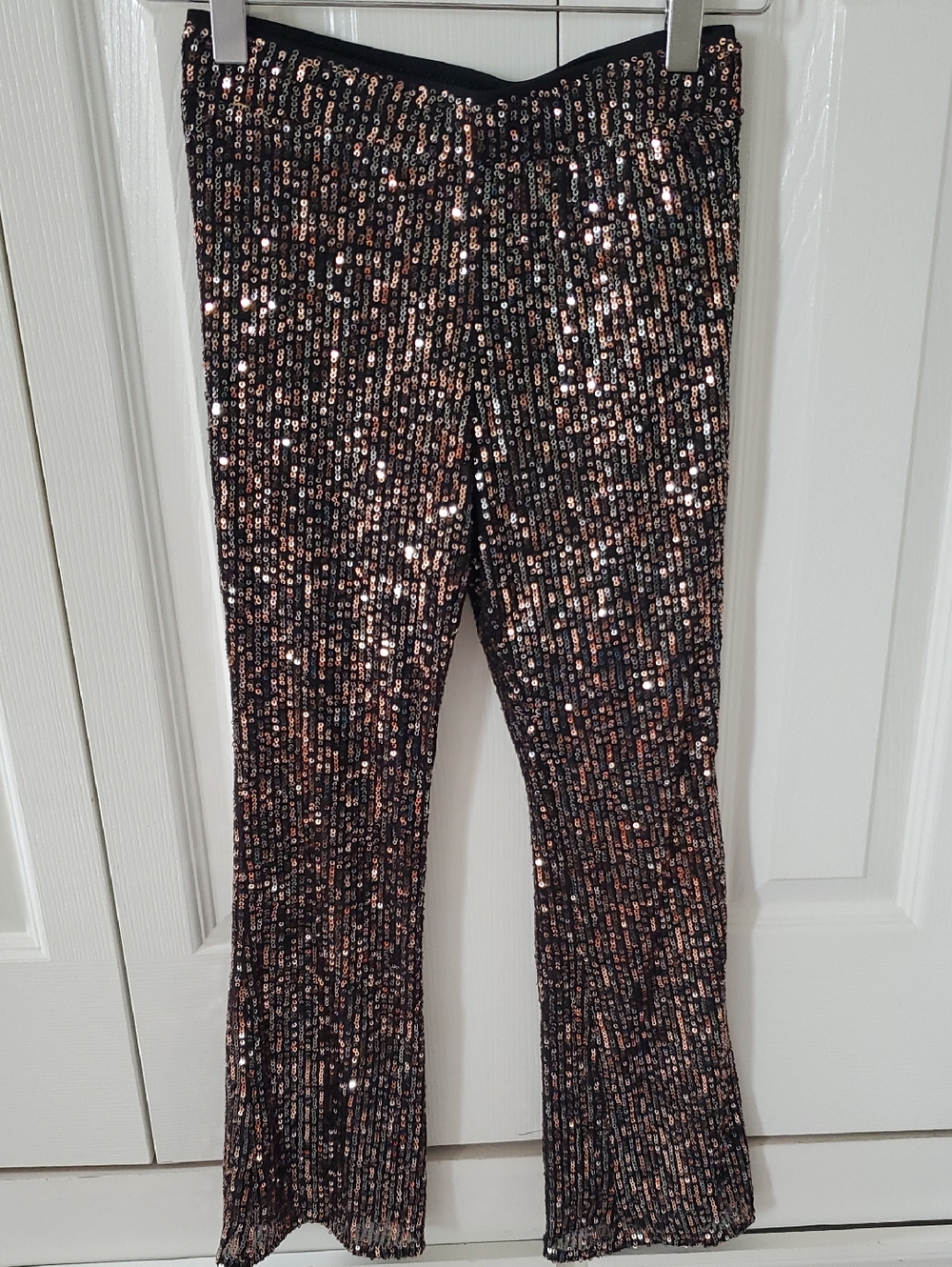 Cat & Jack Black and Rose Gold Sequin Flare Bottoms